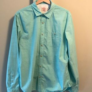 COPY - Brooks Brothers Red Fleece aqua heavy cotton long sleeve button down shi…